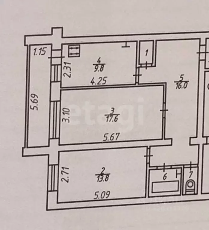 2-к кв. Калужская область, Калуга ул. Калужского Ополчения, 5 (62.0 м) - Фото 1