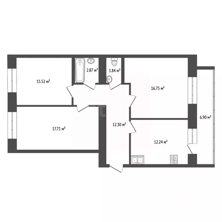 3-к кв. Марий Эл, Йошкар-Ола Мышино мкр,  (79.68 м) - Фото 2