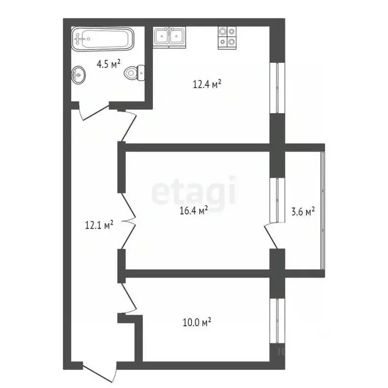 2-к кв. Башкортостан, Стерлитамакский район, Отрадовский сельсовет, с. ... - Фото 2