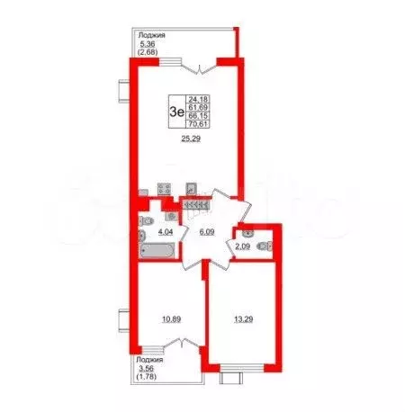 2-к. квартира, 70,6 м, 1/5 эт. - Фото 1