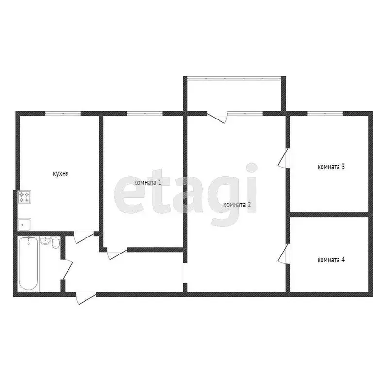 4-комнатная квартира: Кемерово, проспект Химиков, 19А (74 м) - Фото 1