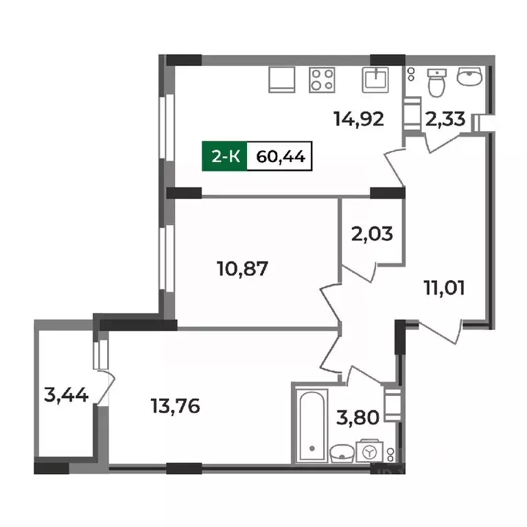 2-к кв. Владимирская область, Ковров Еловая ул., 11 (60.44 м) - Фото 0