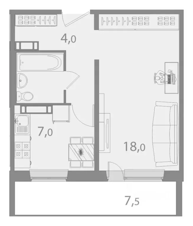 1-к кв. Томская область, Томск ул. Пришвина, 52 (34.72 м) - Фото 0