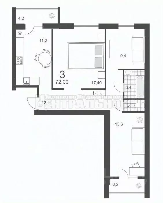 3-к кв. Смоленская область, Смоленск ул. 2-я Киевская, 20А (72.0 м) - Фото 1