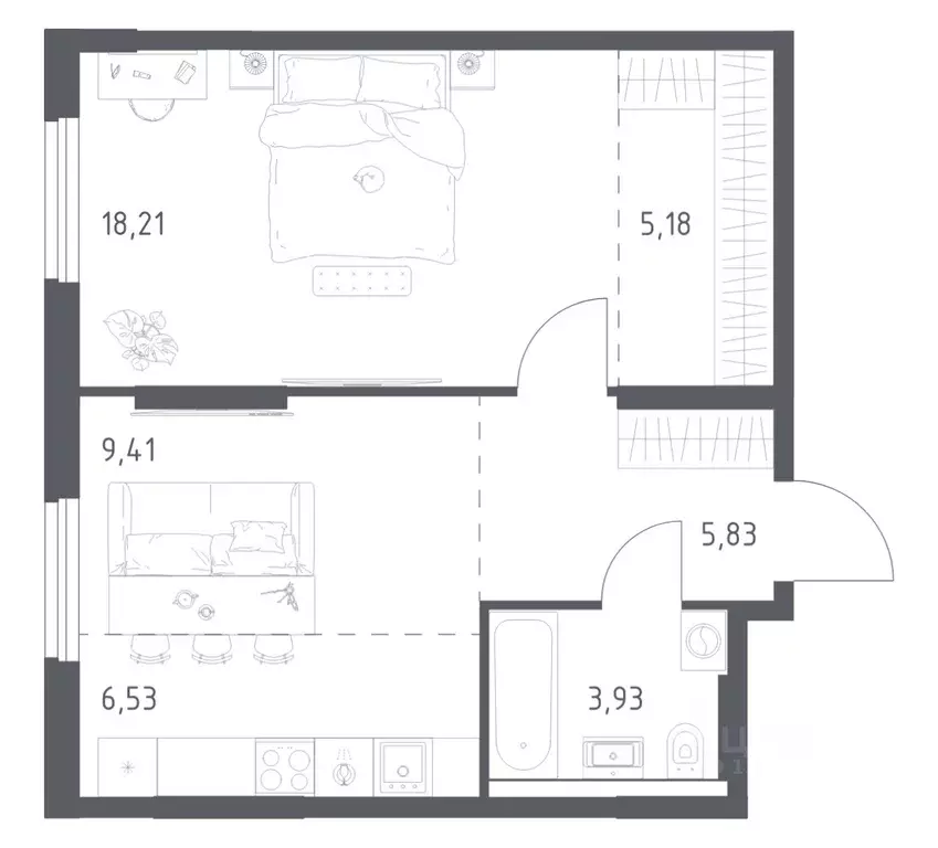 1-к кв. Башкортостан, Уфа ул. Минигали Губайдуллина, 8к9 (49.09 м) - Фото 1