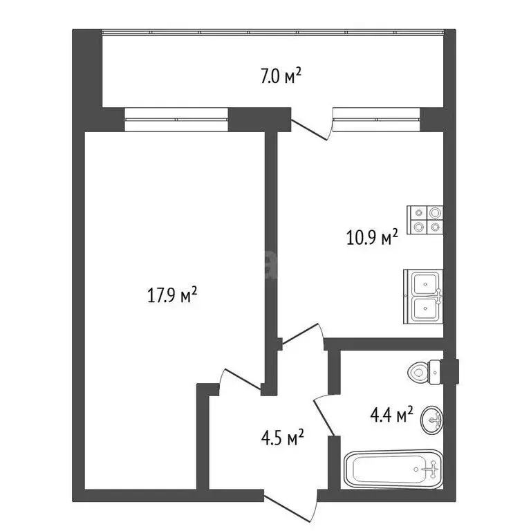 1-комнатная квартира: Тюмень, Депутатская улица, 110 (37.7 м) - Фото 1