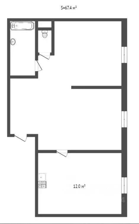 2-к кв. Москва Шелепихинская наб., 34к4 (66.1 м) - Фото 2