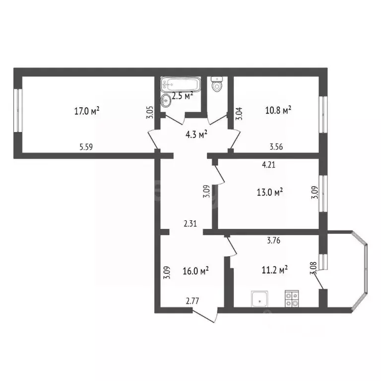 3-к кв. Московская область, Люберцы городской округ, Томилино пгт ул. ... - Фото 2
