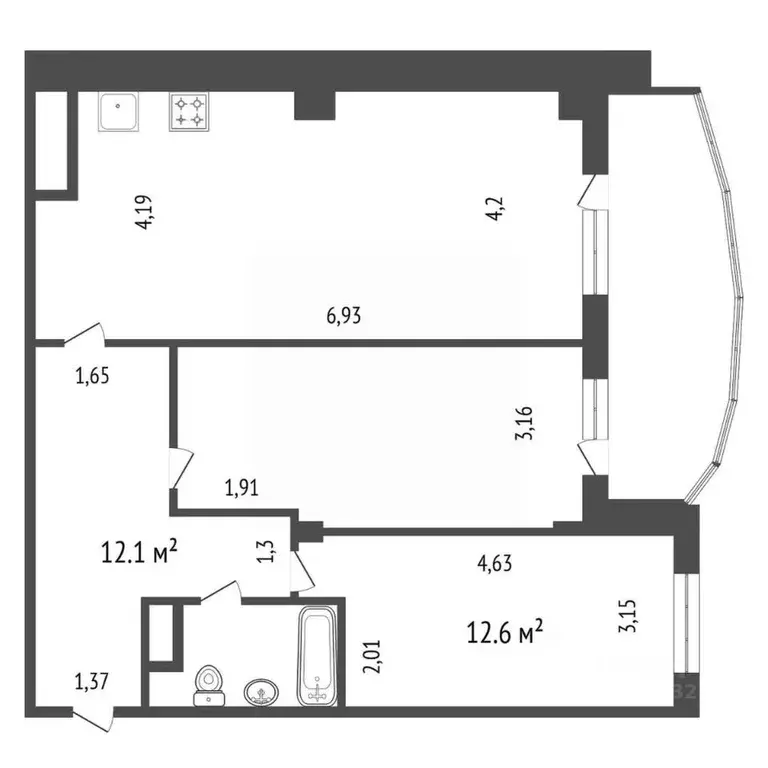 3-к кв. Красноярский край, Красноярск наб. Ярыгинская, 15 (73.2 м) - Фото 1