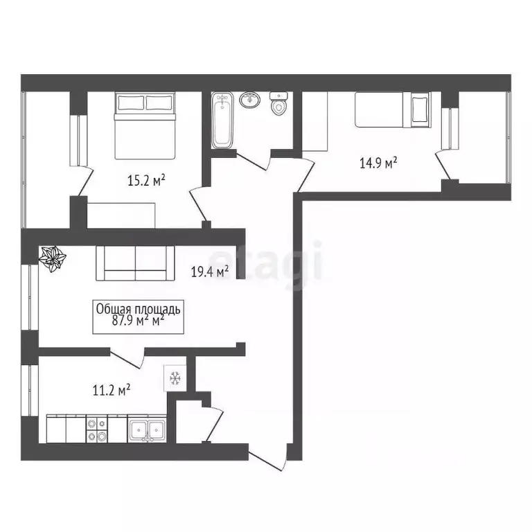 3-к кв. Новосибирская область, Бердск Северный мкр, 18 (87.9 м) - Фото 1