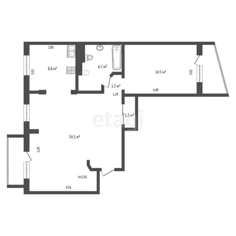 3-к кв. Коми, Усинск ул. Мира, 13А (67.5 м) - Фото 1