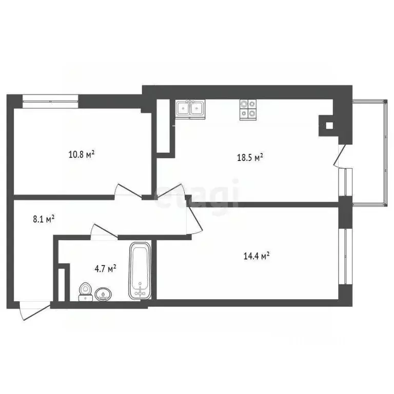 2-к кв. Крым, Евпатория просп. Ленина, 68к43 (57.1 м) - Фото 2