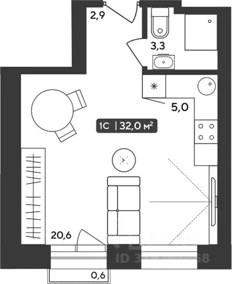 Студия Новосибирская область, Мошковский район, пос. Октябрьский ул. ... - Фото 1