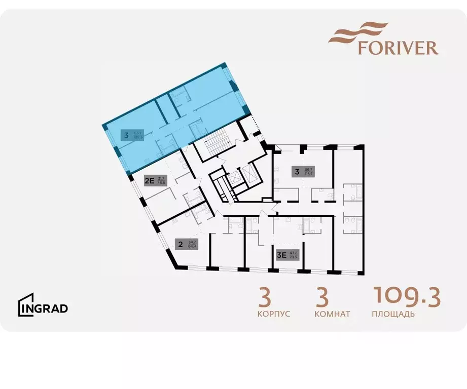 3-к кв. Москва Г мкр, Форивер жилой комплекс, 3 (109.3 м) - Фото 1