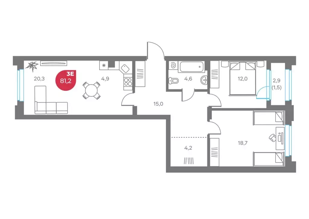 3-комнатная квартира: Пермь, Советская улица, 16А (81.2 м) - Фото 1