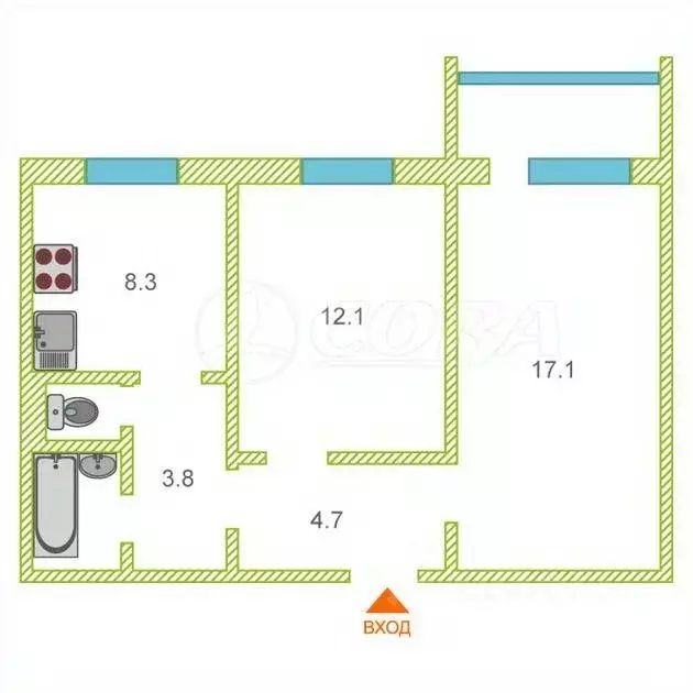 2-к кв. Тюменская область, Тюмень ул. Клары Цеткин, 29к4 (51.0 м) - Фото 2