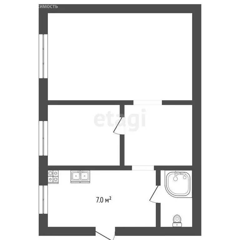 3-комнатная квартира: Макарьев, Северная улица, 17 (44.5 м) - Фото 1