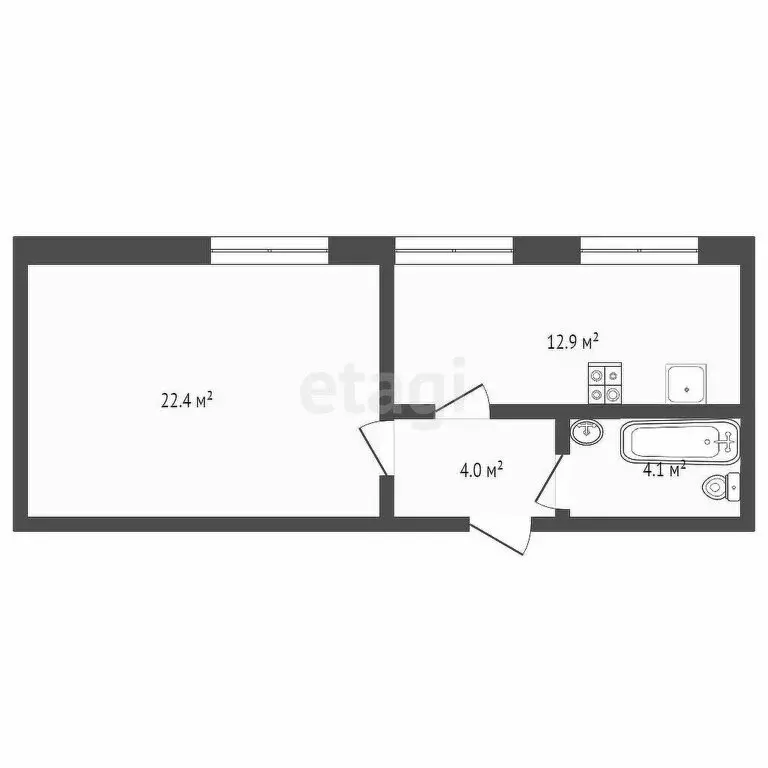 1-комнатная квартира: Саки, Курортная улица, 71 (41 м) - Фото 1