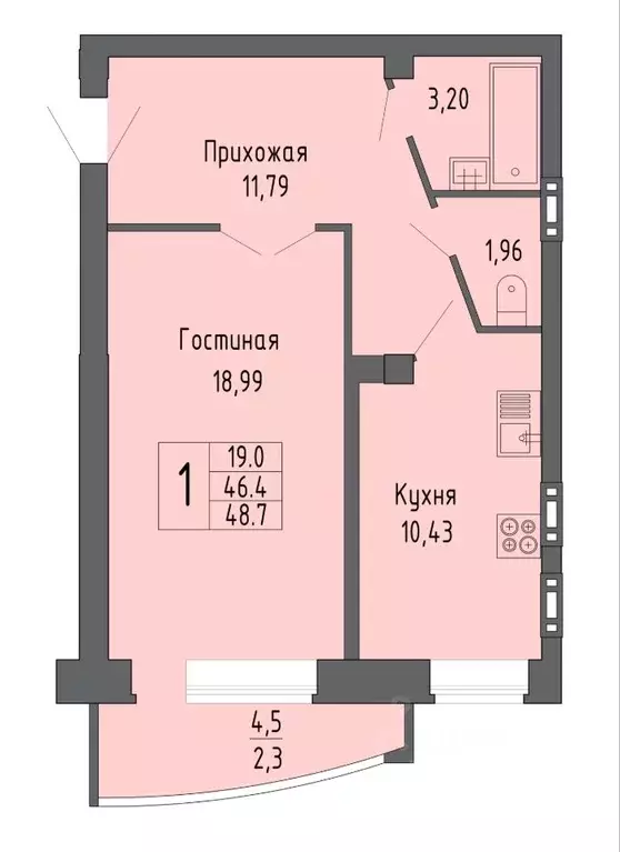 1-к кв. Воронежская область, Воронеж ул. Летчика Филипова, 4 (48.7 м) - Фото 1