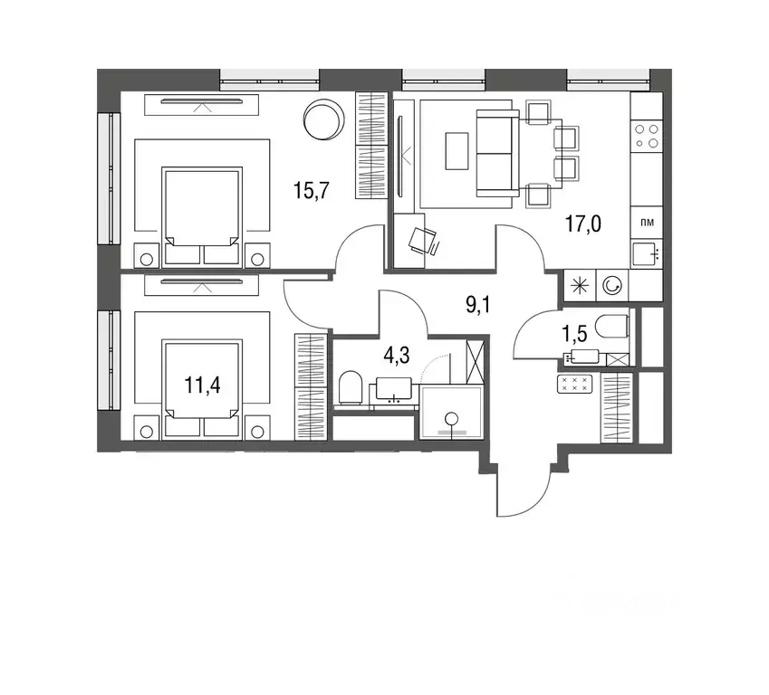 3-к кв. Москва Тагильская ул., 2к1 (59.0 м) - Фото 0