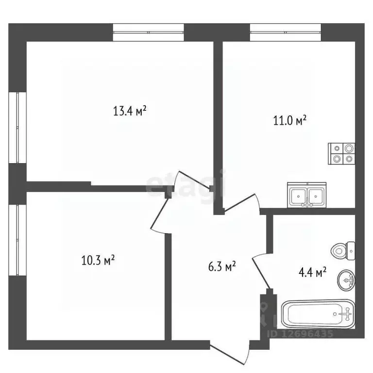 2-к кв. Московская область, Люберцы ул. Солнечная, 6 (45.5 м) - Фото 2