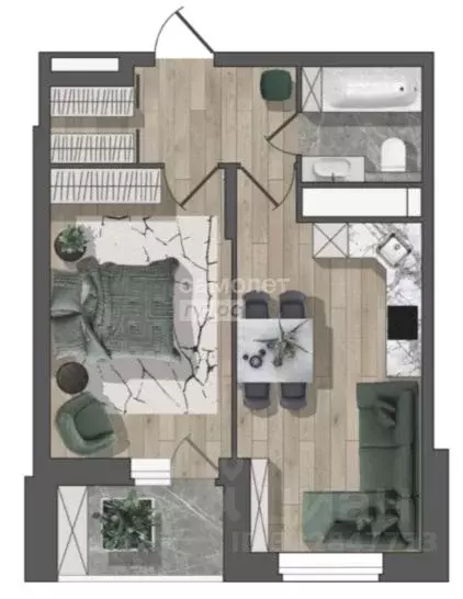 1-к кв. Липецкая область, Липецк ул. Тельмана, 1 (45.2 м) - Фото 1