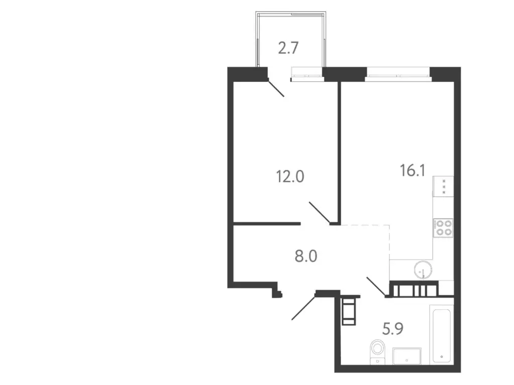 Продаётся квартира-студия, 42.81 м - Фото 1