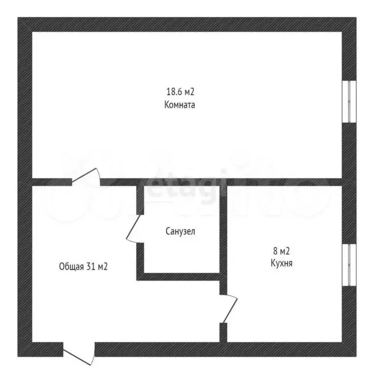 1-к. квартира, 31 м, 1/5 эт. - Фото 0