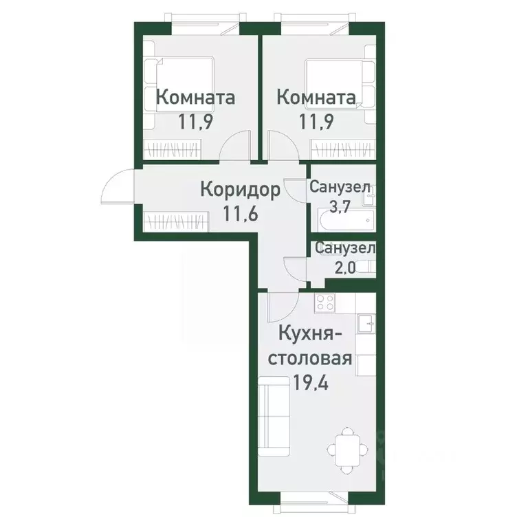 2-к кв. Челябинская область, Челябинский городской округ, пос. ... - Фото 0