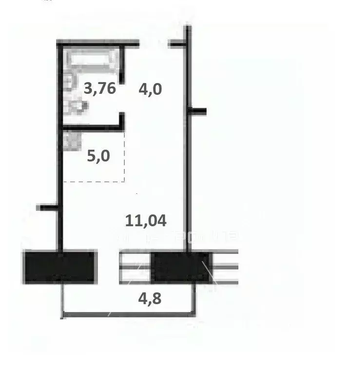 Студия Новосибирская область, Новосибирск Беловежская ул., 6/1 (23.8 ... - Фото 2