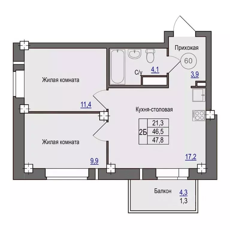 2-к кв. Псковская область, Псковский район, Завеличенская волость, д. ... - Фото 1