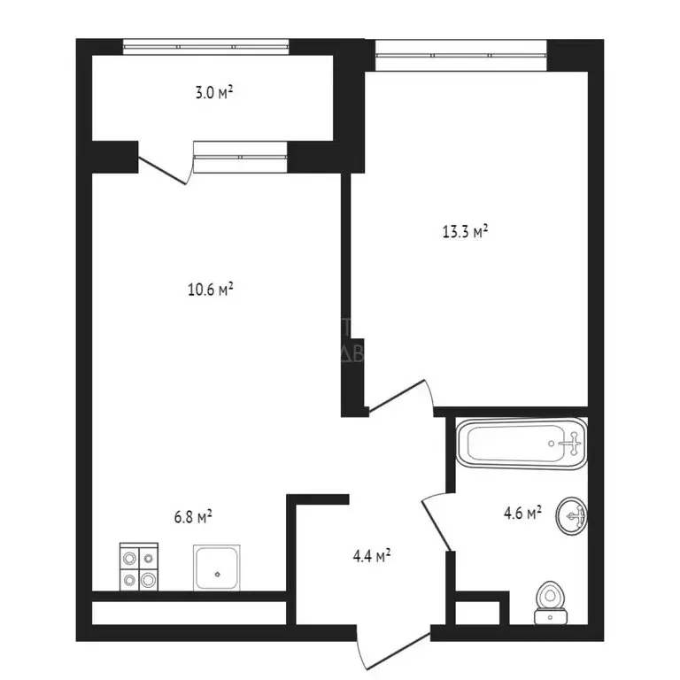 1-комнатная квартира: Тюмень, Полевая улица, 108 (38.3 м) - Фото 1