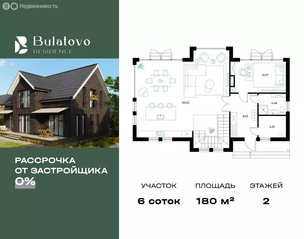 Дом в деревня Булатово, КП Резиденция Булатово (180 м) - Фото 1