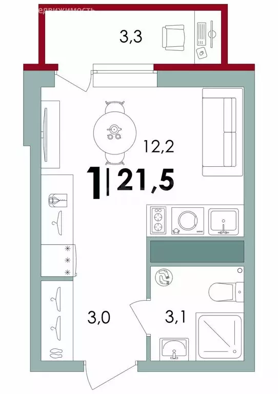 Квартира-студия: Тверская область, Калининский муниципальный округ, ... - Фото 1