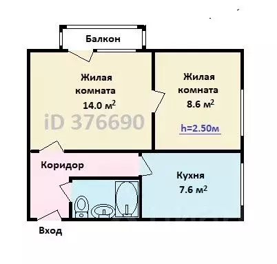 2-к кв. Москва ул. Алабяна, 21К1 (36.9 м) - Фото 2