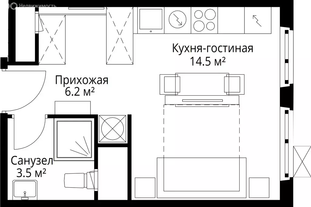 Квартира-студия: Сапроново, микрорайон Купелинка, 4 (24.2 м) - Фото 1