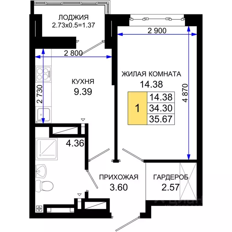1-к кв. Ростовская область, Ростов-на-Дону Элеваторный пер., 6/2с ... - Фото 0