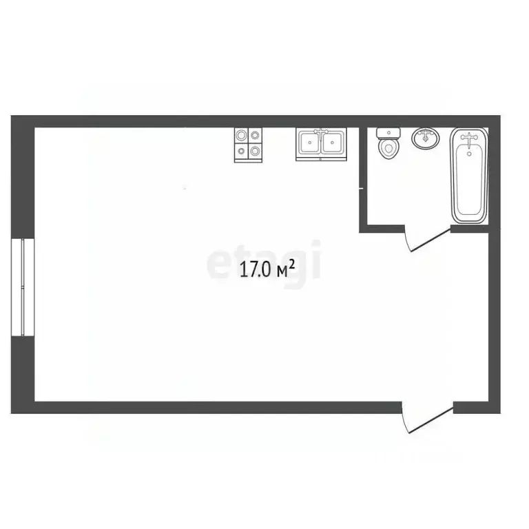 Студия Алтайский край, Барнаул ул. Фомина, 70 (17.0 м) - Фото 1