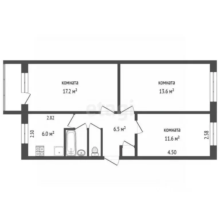 3-к кв. Вологодская область, Вологда Псковская ул., 11к2 (62.0 м) - Фото 2