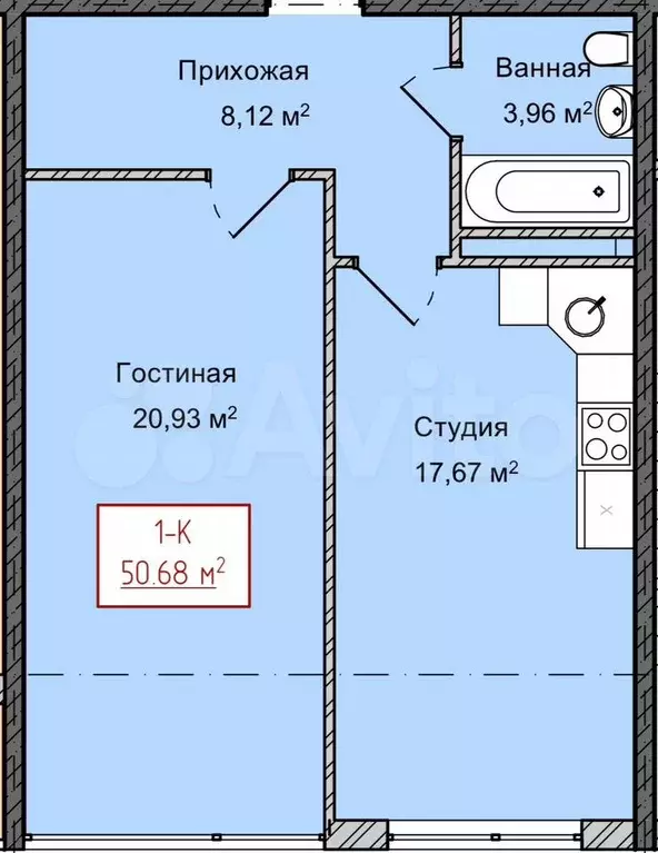Квартира-студия, 28,1 м, 13/13 эт. - Фото 1