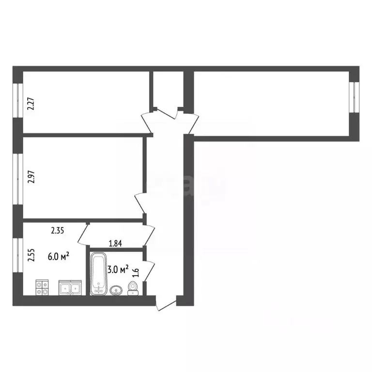3-к кв. Алтайский край, Барнаул ул. Короленко, 62 (54.4 м) - Фото 2