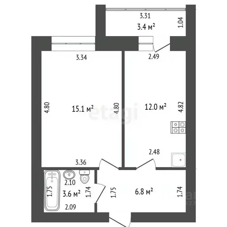 1-к кв. Тамбовская область, Тамбов городской округ, с. Бокино пер. ... - Фото 2