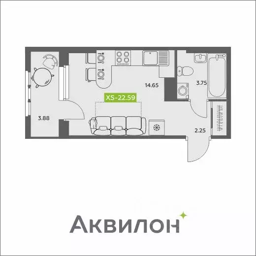 Студия Архангельская область, Архангельск АКвартал жилой комплекс ... - Фото 0