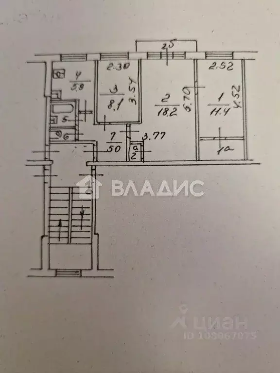 Квартира, 3 комнаты, 56.1 м - Фото 1