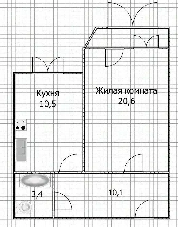 1-к кв. Башкортостан, Уфа Интернациональная ул., 81 (44.6 м) - Фото 2