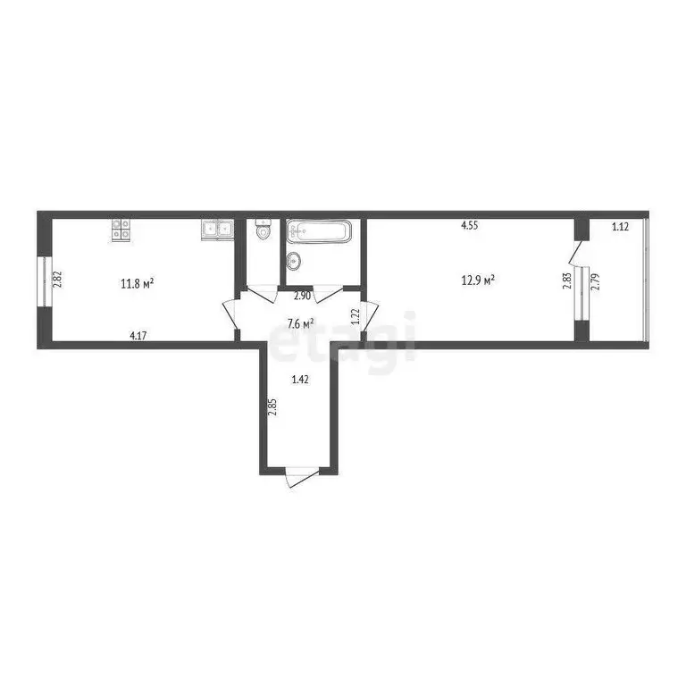 1-комнатная квартира: Тюмень, улица Домостроителей, 16к3 (38.4 м) - Фото 0