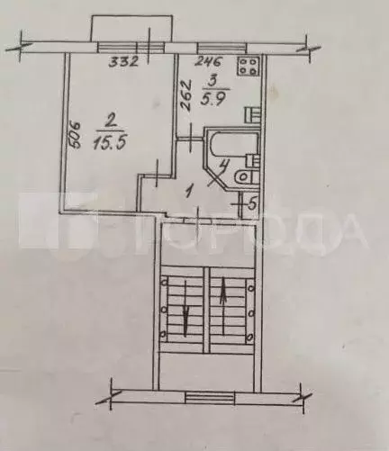 1-к. квартира, 29,5 м, 2/5 эт. - Фото 0