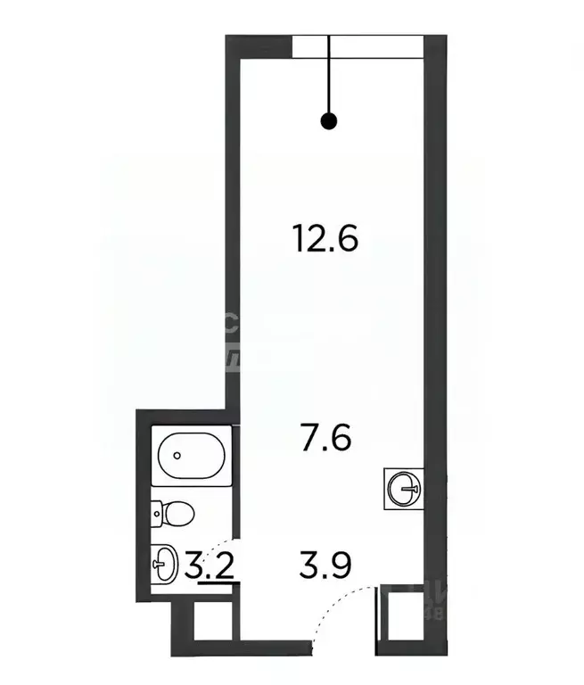 Студия Москва бул. Братьев Весниных, 2 (27.3 м) - Фото 2
