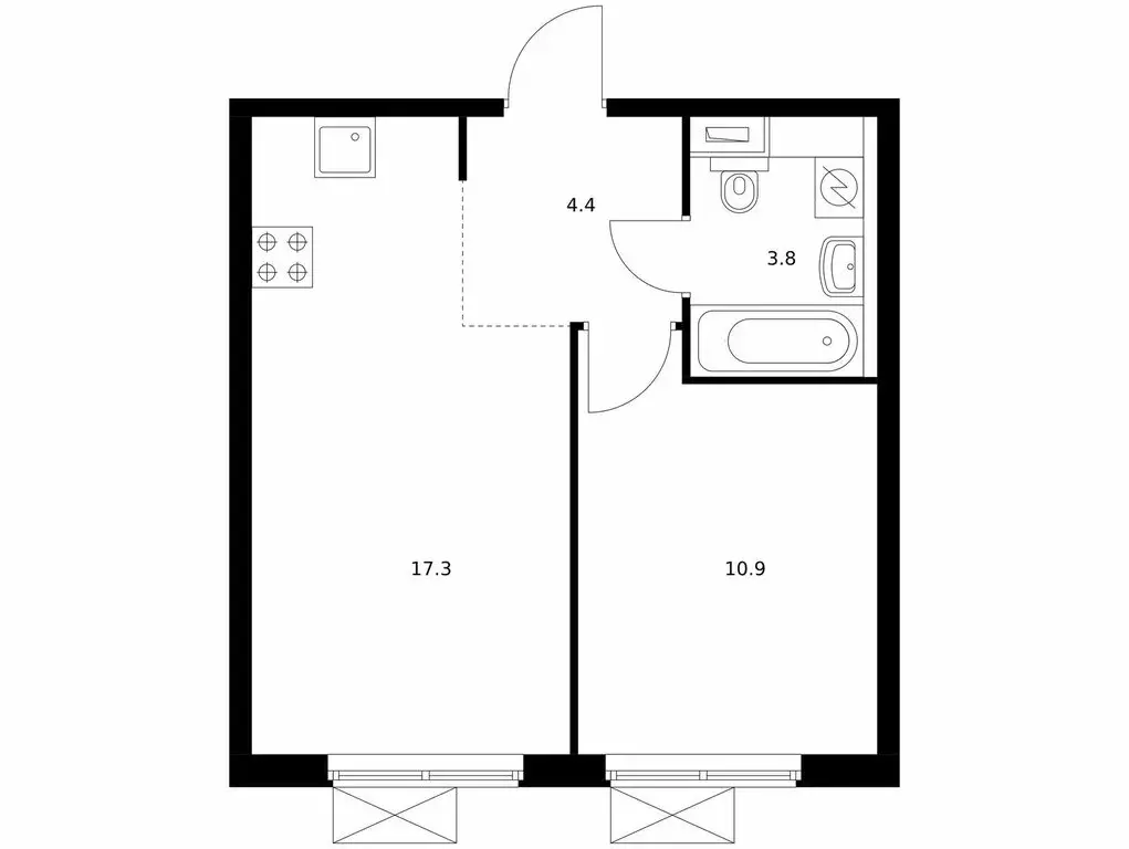 1-комнатная квартира: Москва, Новоостаповская улица, 7к2 (35.2 м) - Фото 1