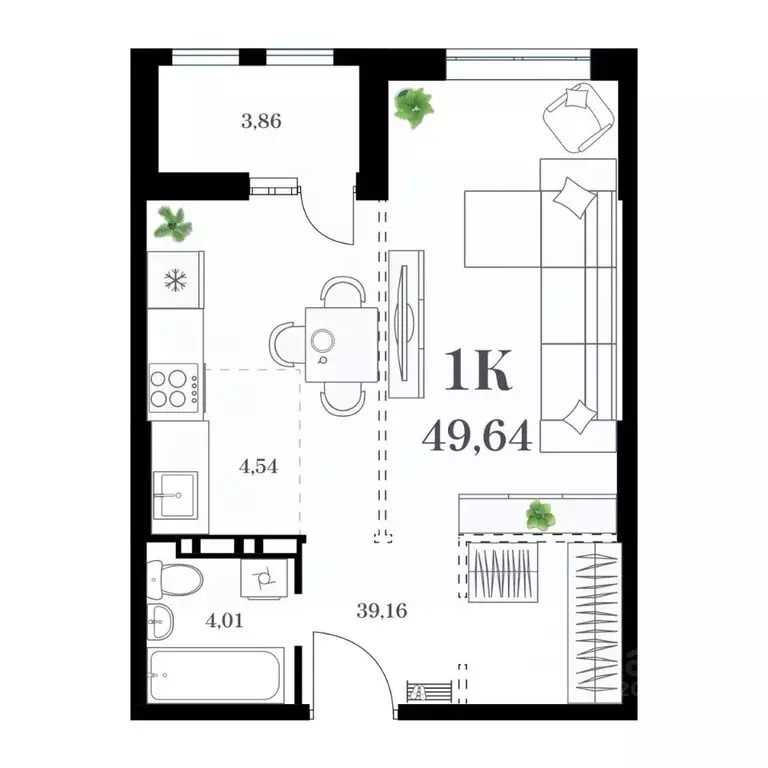 1-к кв. Приморский край, Владивосток ул. Леонова, 54 (49.64 м) - Фото 0